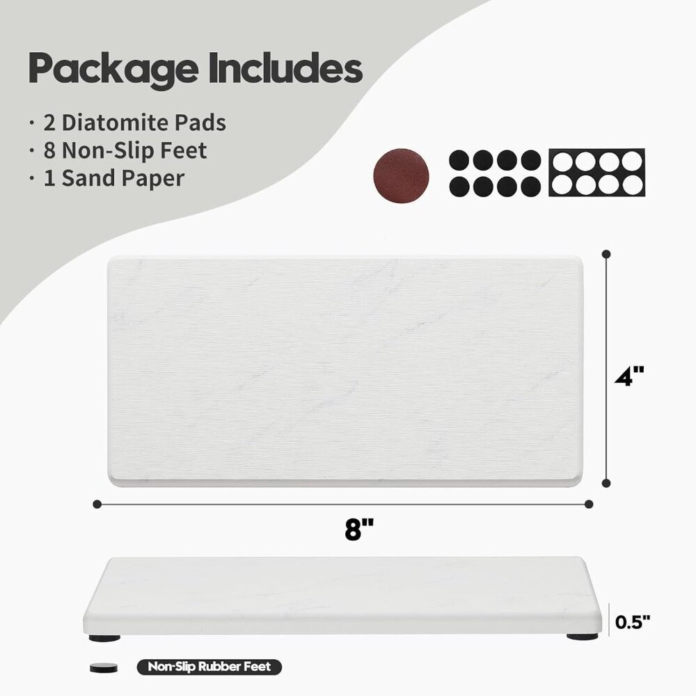 2PCS Diatomite Marble Stone Drying Mat for Kitchen Counter, Water Absorbing Soap - Picture 3 of 8